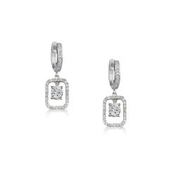 0.97 Carat Total Weight Diamond Drop White Gold Earrings
