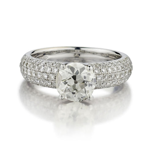 1.50 Carat Old-Mine Cut Diamond Engagement White Gold Ring