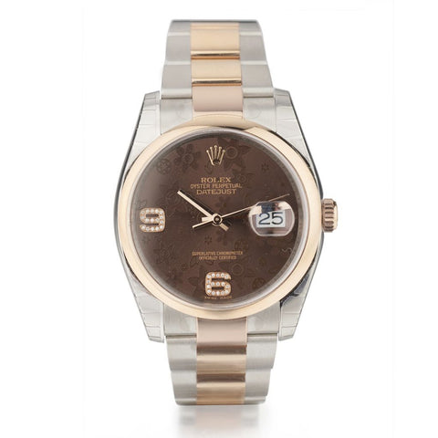 Rolex Oyster Perpetual Datejust Chocolate Floral Watch