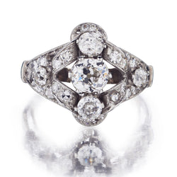 2.50CTW Diamond Art-Deco Cluster Plat Ring