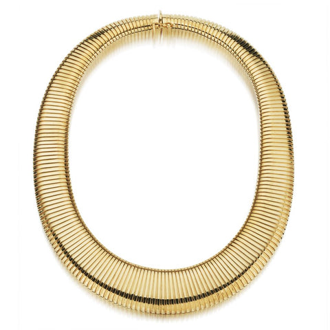 Retro 18KT Yellow Gold Tapered Tubogas Necklace Choker