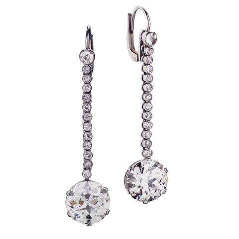 Art-Deco 10.00CTW European Cut Diamond Drop Earrings