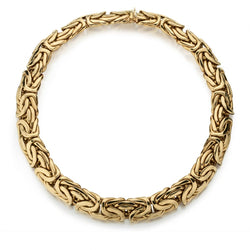 Yellow Gold Heavy Byzantine Link Chain Necklace