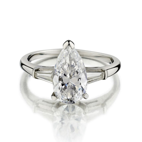 1.60 Carat Pear-Shaped Diamond Platinum Engagement Ring