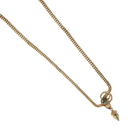 Victorian Era 15KT Yellow Gold Ruby Emerald And Diamond Snake Pendant