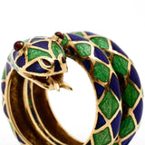 Vintage Yellow Gold And Enamel Coiled Snake Ring