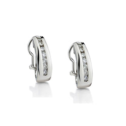0.60 Carat Total Weight Round Brilliant Cut White Gold Earrings