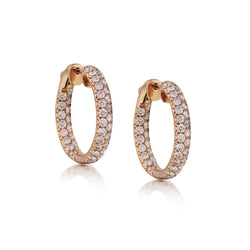 Ladies 18kt Rose Gold Diamond Hoop Earings.  2.15ct Tw