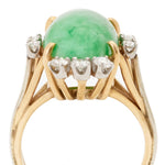 Green Jade And Diamond 18KT Yellow Gold N,S,E,W Ring