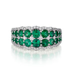 Ladies 18kt White Gold Diamond and Green Emerald Ring
