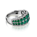 Ladies 18kt White Gold Diamond and Green Emerald Ring