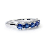 White Gold Oval-Shaped Blue Sapphire And Diamond Ring