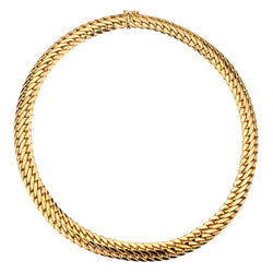 18KT Yellow Gold Solid Link Choker Necklace