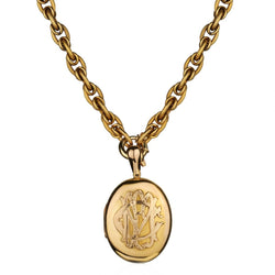 Vintage Victorian Large Locket on a Chain.18kt Yellow Gold