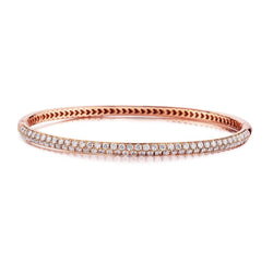 2.08 Carat Total Weight round Brilliant Cut Diamond Rose Oval Gold Bangle