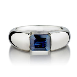 1.55 Carat Deep Blue Sapphire Platinum Custom Made Ring