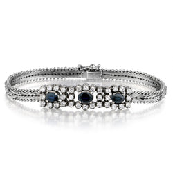 Ladies 14kt white gold Blue Sapphire and Diamond vintage bracelet.