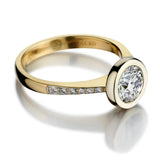 1.02 Carat Round Brilliant Cut Bezel-Set Diamond Two-Tone Ring