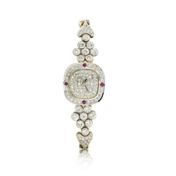 Longines 14KT White And Yellow Gold Ruby And Diamond Dress Watch