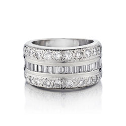 14kt W/G Diamond Band Featuring 1.50ct Tw  of Brilliant Cut and Baguette Cut Diamonds