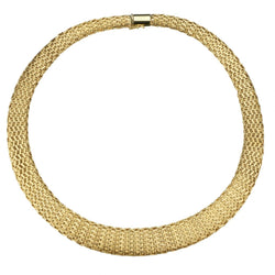 18KT Yellow Gold Woven Tapering Italian Choker Necklace