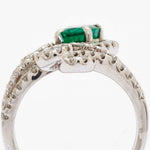 1.00 Carat Green Emerald & Diamond White Gold Dress Ring