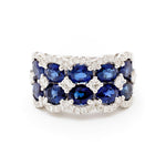 4.67 Total Carat Oval Cut Sapphire Band with Diamonds