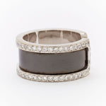 Cartier Paris Double C Diamond White Gold & Black Lacquer Ring