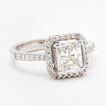 1.55 CaratNatural  Radiant Cut Diamond and White Gold Ring