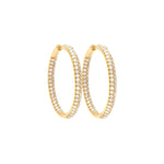 Round Small Shaped Pavé Diamond Yellow Gold Hoop Earrings