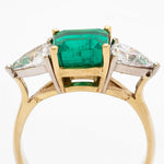 2.91 Carat Green Emerald & Diamond Yellow Gold Ring