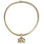 Birks 18KT Yellow Gold Elephant Diamond Charm Pendant Choker Necklace