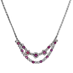 Ladies 14KT White Gold Ruby & Diamond Necklace