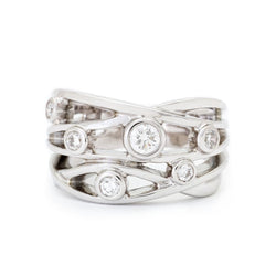 0.50ctw 14kt White Gold And Diamond Wide Bubble Ring