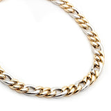 Italian-Made Two-Tone Gold Figaro Chain Necklace