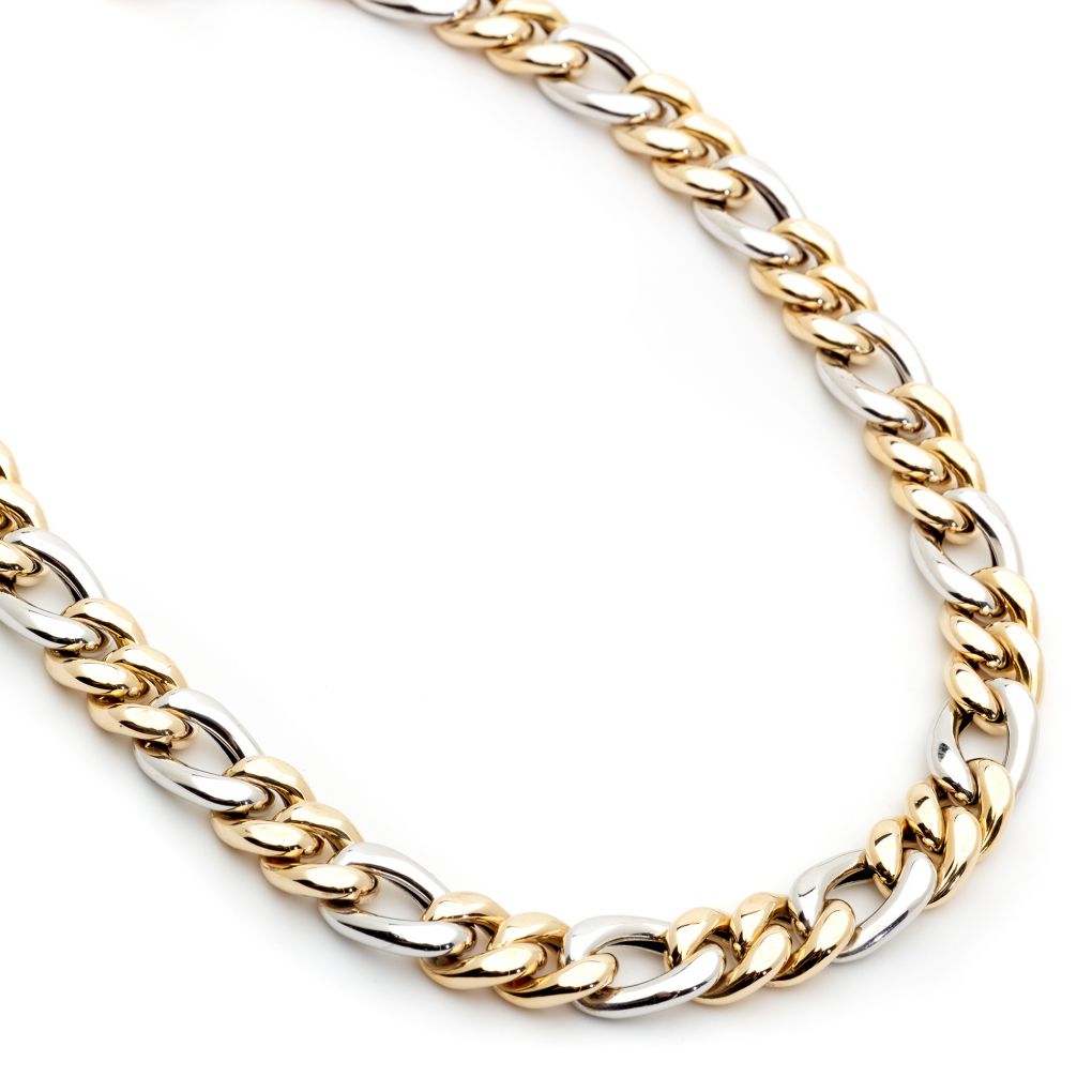 Italian-Made Two-Tone Gold Figaro Chain Necklace – Van Rijk
