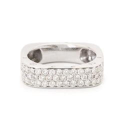 White Gold Square-Shaped Pavé-Set Diamond Ring