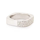 White Gold Square-Shaped Pavé-Set Diamond Ring