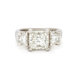 Platinum Princess Cut Diamond Three Stone Ring