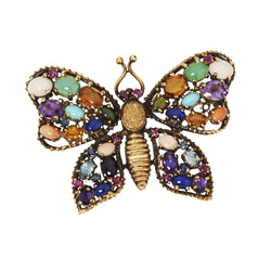 Birks Vintage Oversized Tutti Frutti Colored Stone Butterfly Brooch/Pendant