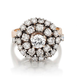 2.50 Carat Total Weight Diamond Rose And White Gold Cluster Ring