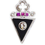Art Deco Inspired Onyx, Ruby & Diamond Earrings