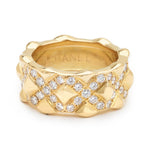 Chanel 18 Karat Yellow Gold And Diamond Quilted Ring