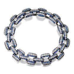18kt white gold diamond and blue sapphire bracelet