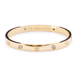 Cartier Yellow Gold And Diamond Love Bangle Size 16