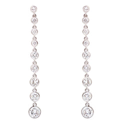 4.00ctw Diamond Long Bezel-Set Link WG Drop Earrings