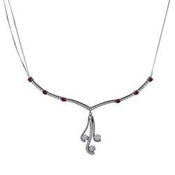 Ladies 18kt White Gold Ruby & Diamond Necklace