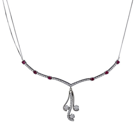 Ladies 18kt White Gold Ruby & Diamond Necklace