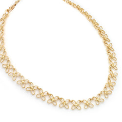 Open-Flower 18kt Yellow Gold 17" Link Chain Necklace