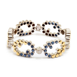 Custom  Design White & Yellow Gold Sapphire Diamond Bracelet